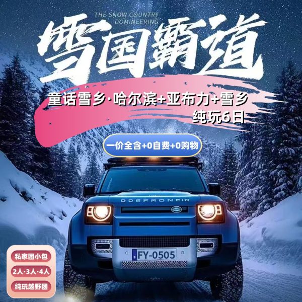 童话雪乡·中国哈尔滨、亚布力、雪乡纯玩6日(2-4人小包团)
