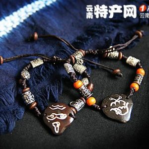 [草明苑]骨雕东巴文情侣手链